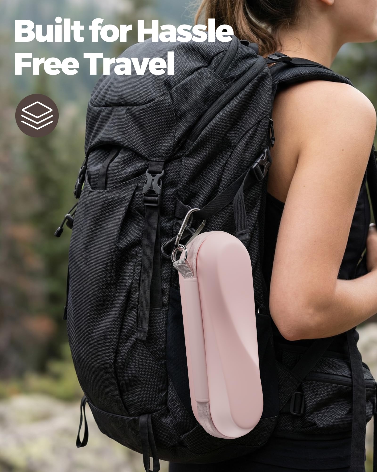ProCase 歯ブラシケース 携帯用 旅行用 防水ハードケース Oral-B Philips対応 - ピンク（L） | 電動歯ブラシケース,アクセサリー収納付き,多機能,軽量,耐久性,持ち運び便利,出張や旅行に