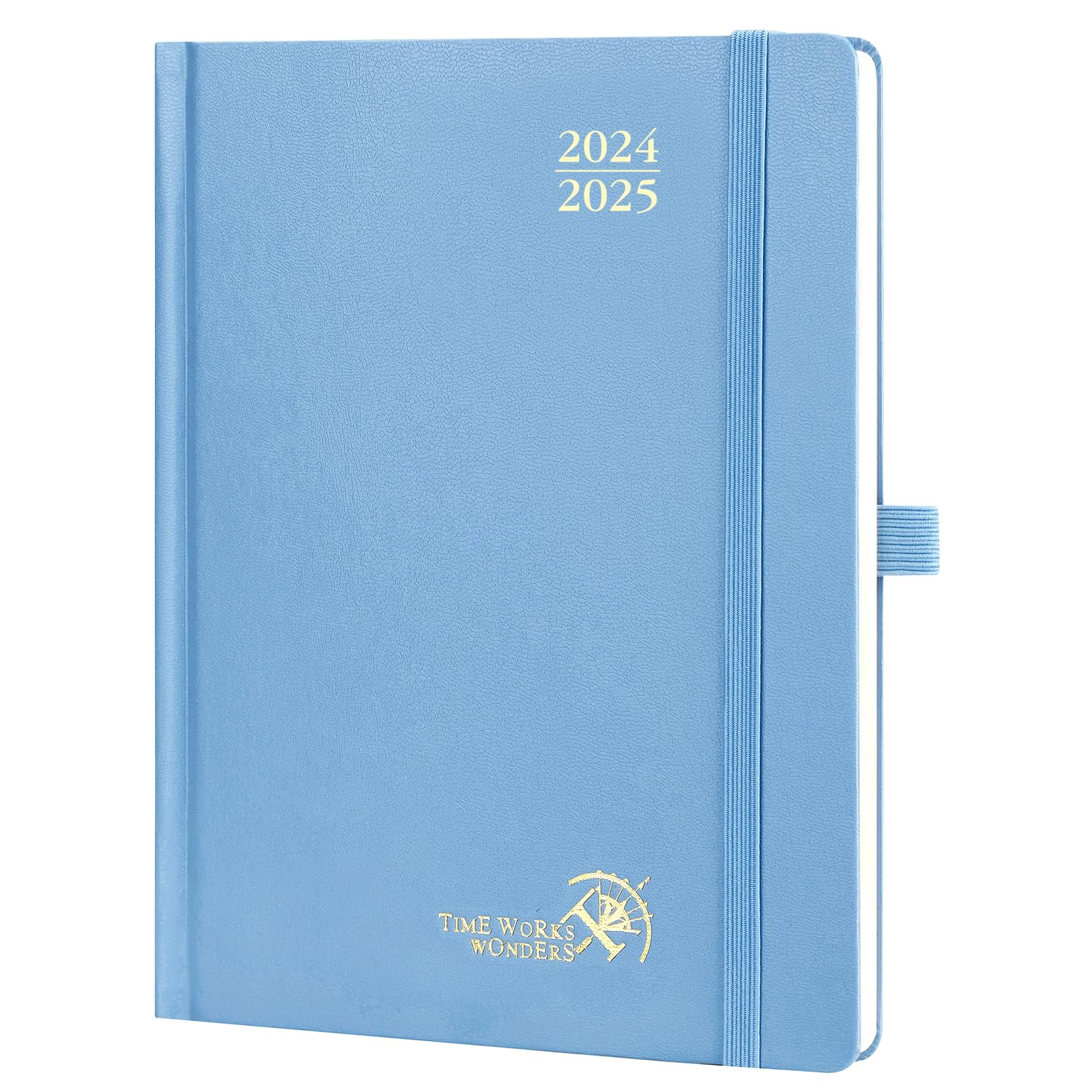 POPRUN Agenda 2024 2025 Semana Vista 22 x 16,5 cm, Tapa Dura Agenda Escolar 17 Meses Semanal de Ago.2024 - Dic.2025, Esquina de Arranque Fácil, 80 GSM Papel Certificado FSC®, Azul Neblina