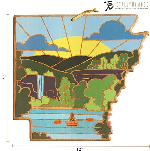 Vista 216 de Totally Bamboo Tabla de cortar con forma del estado de Nebraska y bandeja para servir charcutería con ilustraciones de Summer Stokes, incluye