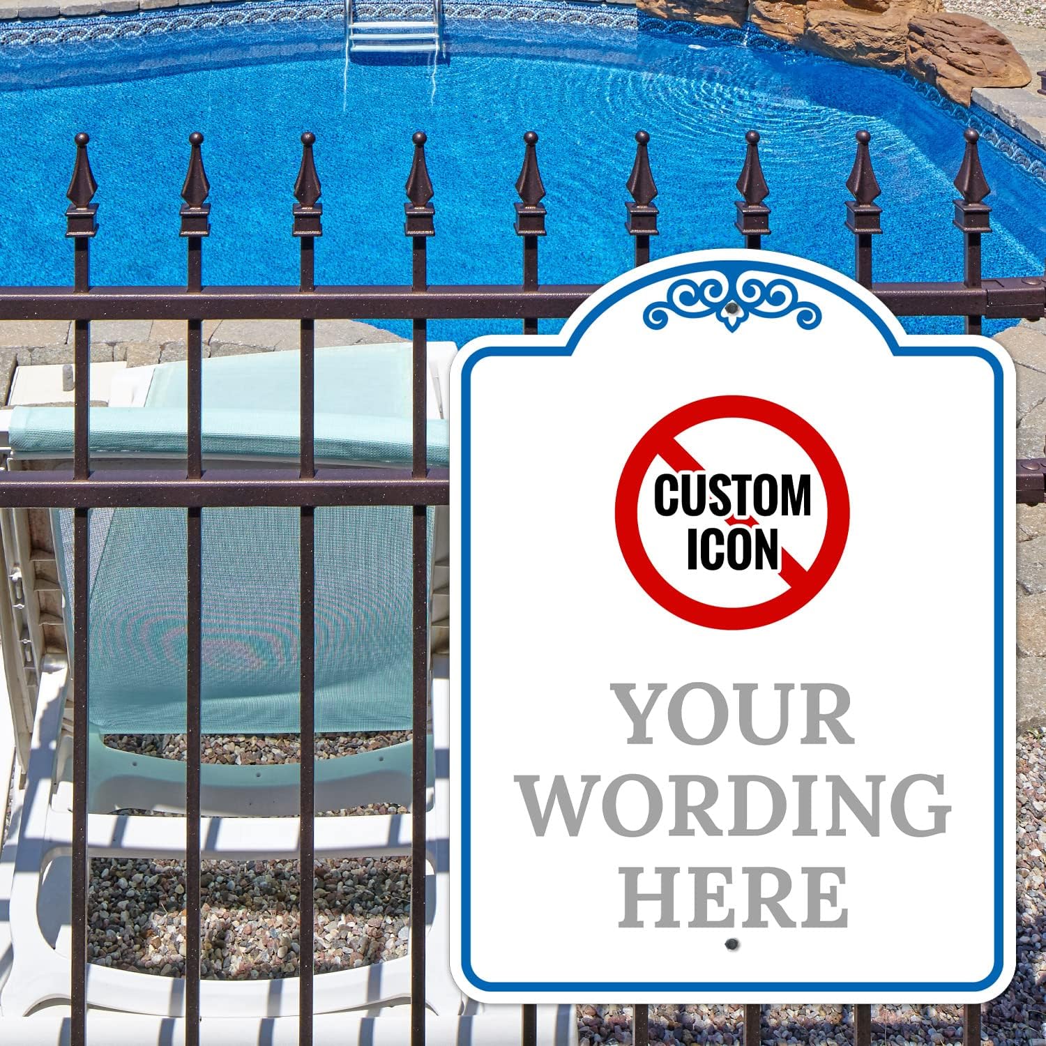 Custom Pool Sign Personalized Icon Pool Decor Sign, 18x24 Inches, ACM, Fade Resistant, Made in USA
