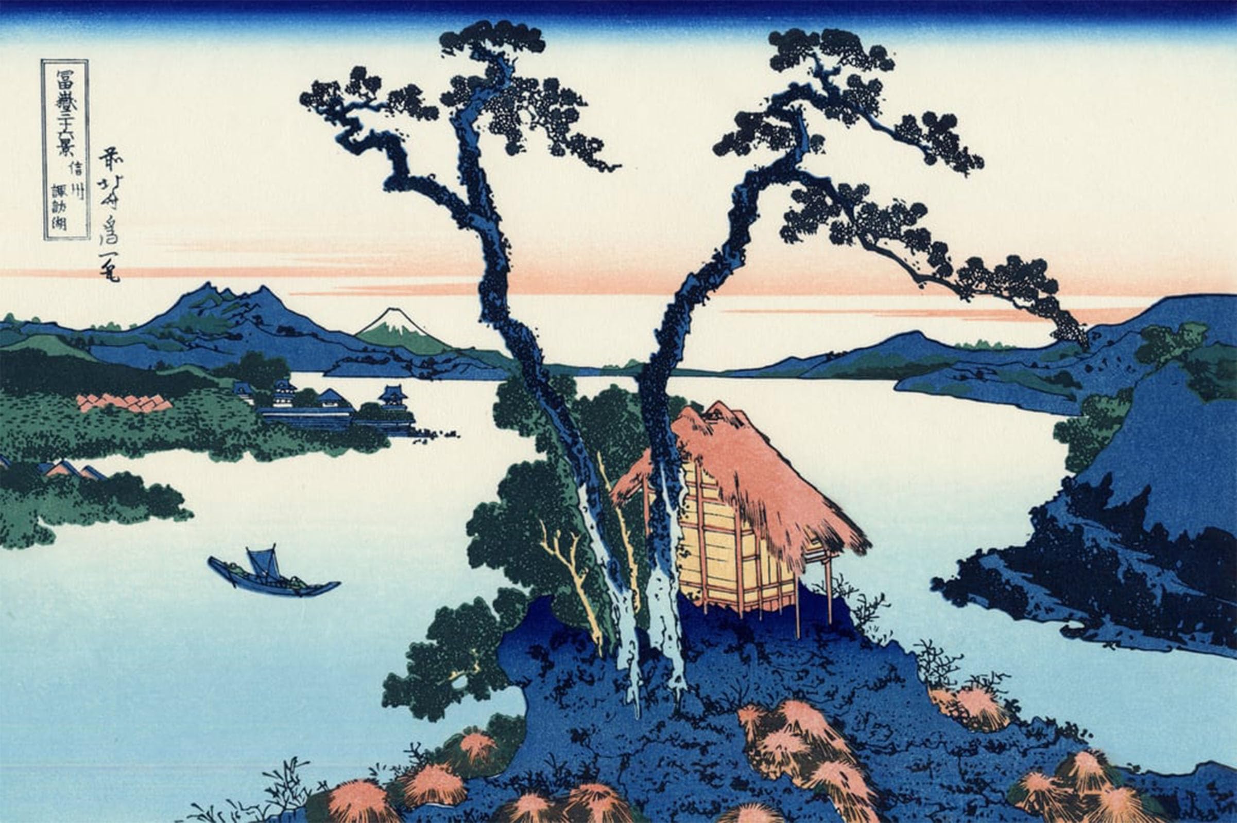 POSTERIIk Vintage Classic Picture Landscape Artwork Lake Suwa in the Shinano Province by Katsushika Hokusai Portrait Canvas Painting for Office Home Decor 60x90cm