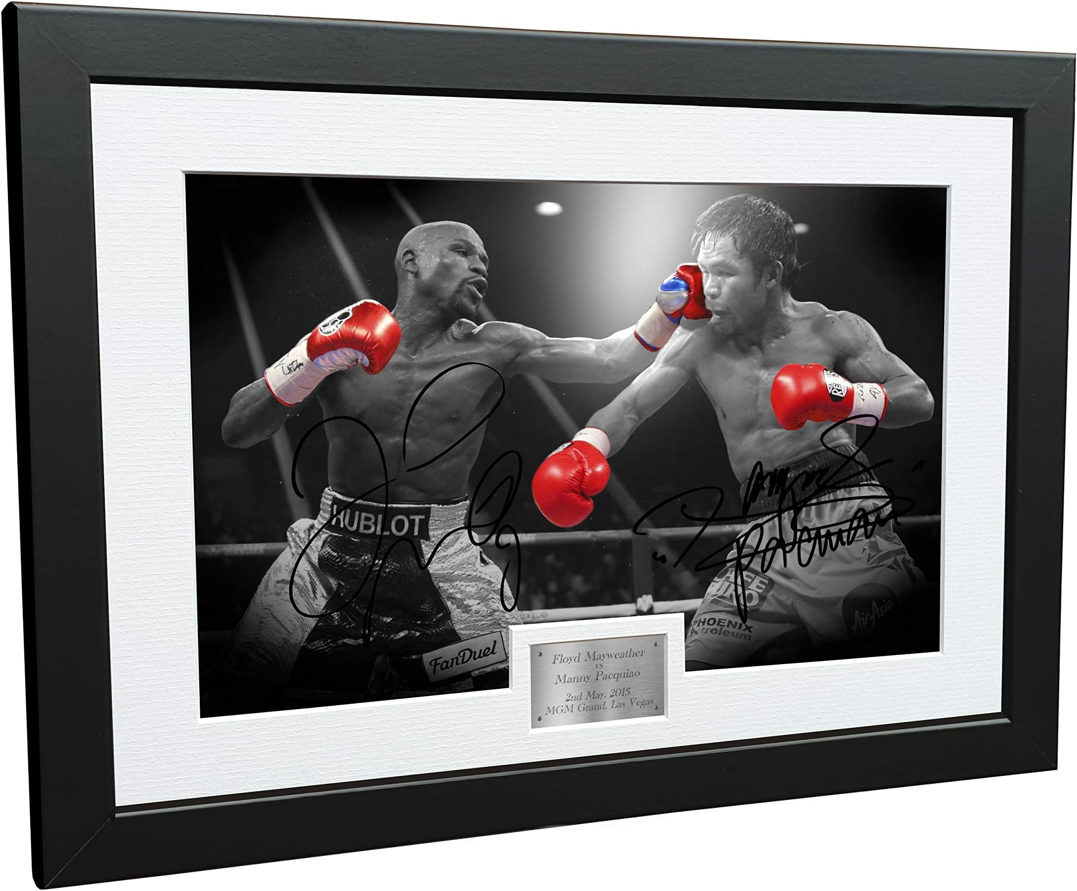 Kitbags & LockersSigned 12x8 Black Boxing Floyd Mayweather vs Manny Pacquiao Autographed Photo Photograph Football Picture Frame Gift A4