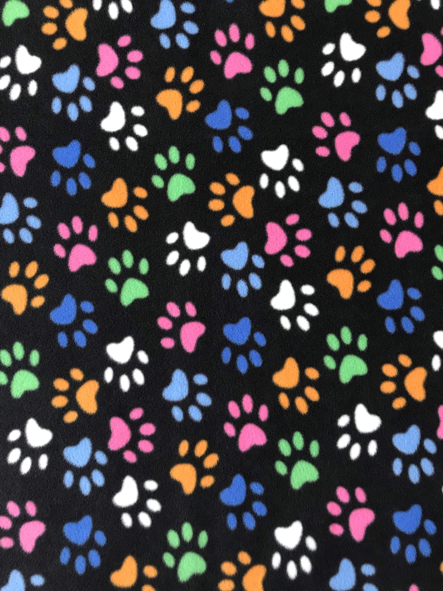 Tia Knight New Exclusive Children's Prints Premium Quality Anti-Pill Polar Fleece Soft Washable Fabric Sold by The Metre Same Day Dispatch (Paws Multi (Black), 1 Metre) โ image 1