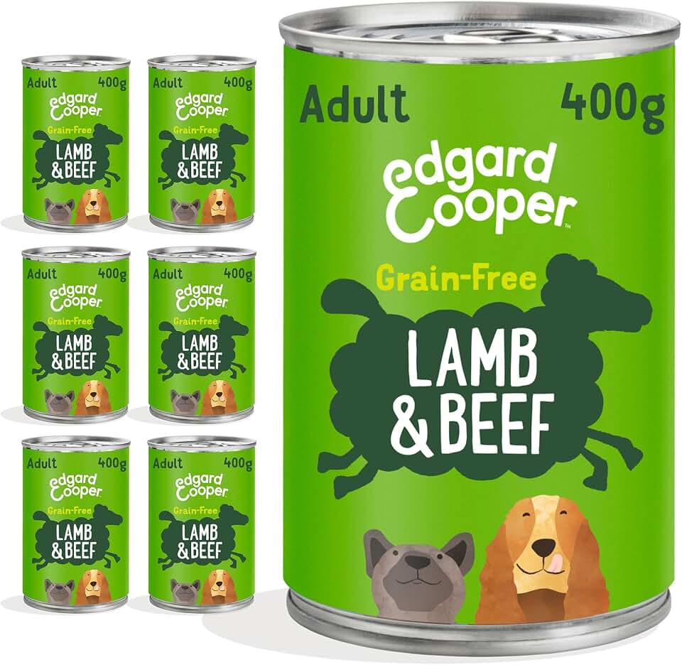 Edgard & Cooper Comida Húmeda Perros Adultos Latas Paté 400g x 6 Cordero y Ternera, Sin Cereales