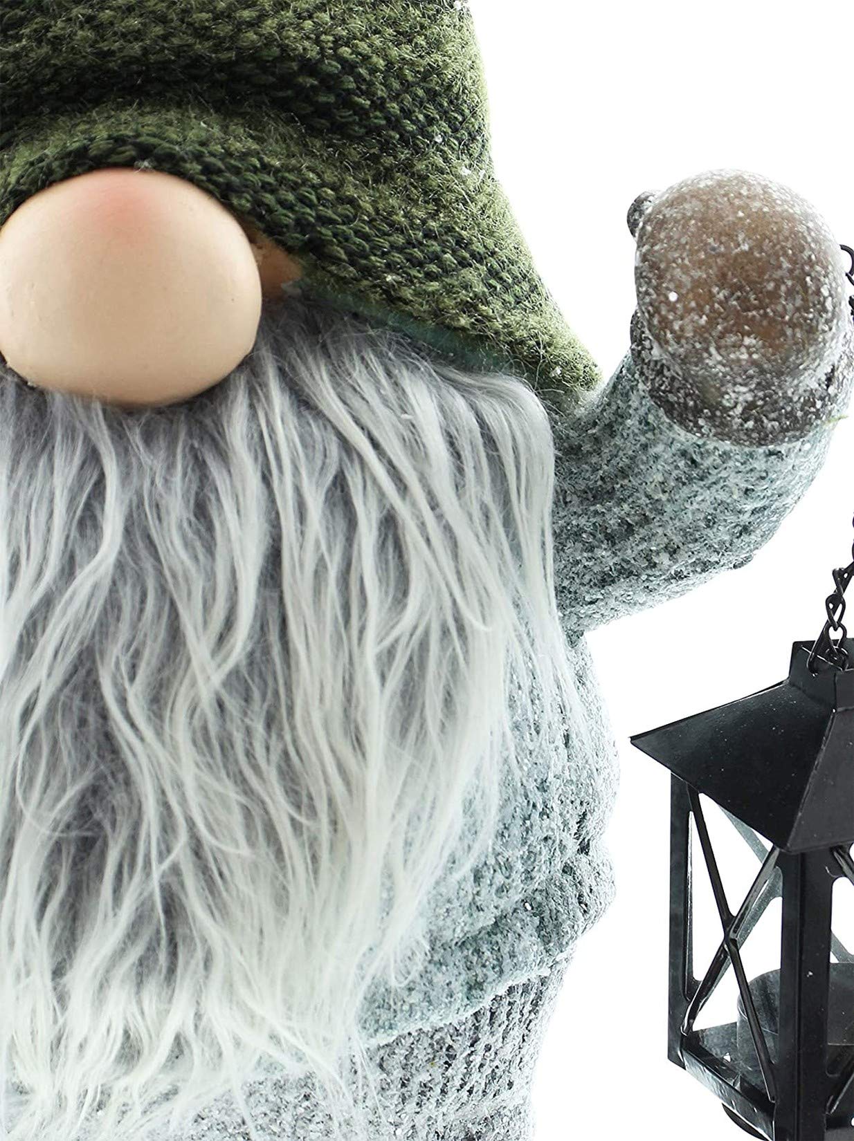 Wichtel groß, 56 cm hoch, Textil & Kunstfell, Weihnachtswichtel mit Laterne | Deko-Figur stehend mit Teelichthalter, Winterdeko, Weihnachtsdeko