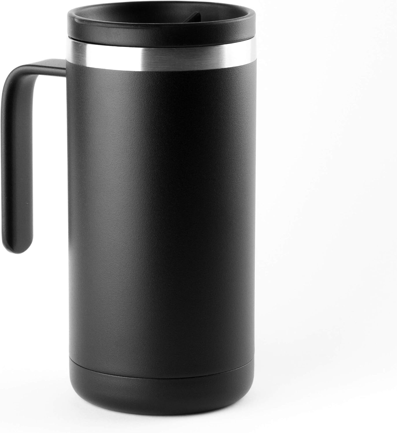 ICONIQ Stainless Steel Insulated Tumbler Mug with Built-in Handle and Splash Proof Lid | 20 Ounce | Black