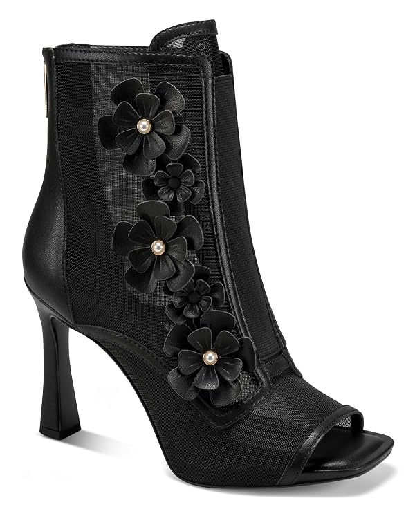 KARL LAGERFELD Paris Women's Deandre Peep Toe Sandal Bootie with Flower Embellishments, Black, 8 by KARL LAGERFELD - Used condition - US$50.72