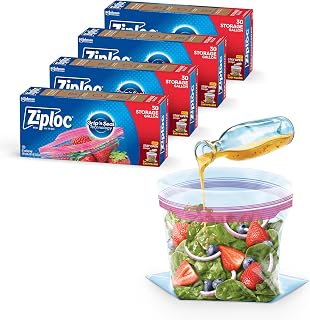 Ziploc Gallon Food Storage Bags, New Stay Open Design with Stand-Up Bottom, Easy to Fill, 30 Count (Pack of 4)