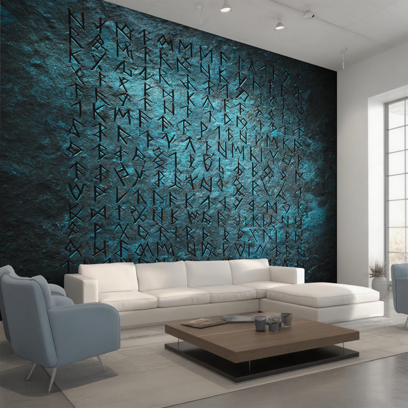 Papier peint panoramique Rune Viking 450x315 cm, fresque murale intissé pour salon