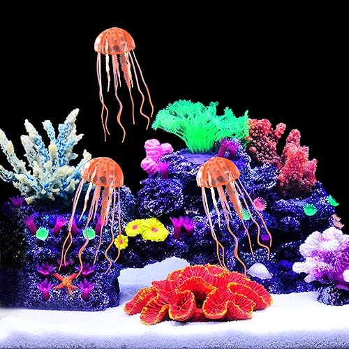 Miniatura 6 de WishLotus 2 decoraciones de medusas para pecera, adorno de plantas de medusas de simulación, decoraciones brillantes de medusas, decoraciones de