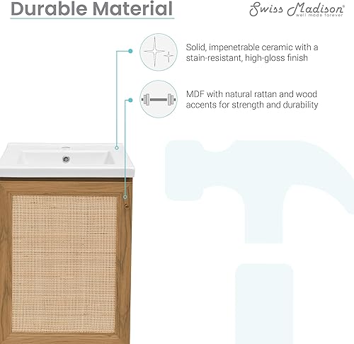 Vista 366 de Swiss Madison Classe - Lavabo de baño de roble de 24 pulgadas incluido