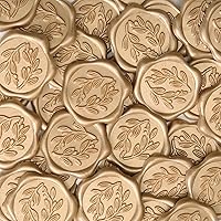 Vista 1 de UNIQOOO Calcomanías de sello de cera, calcomanías de sello de invitación de boda de rama de olivo, 100 calcomanías autoadhesivas Prosecco Metallic