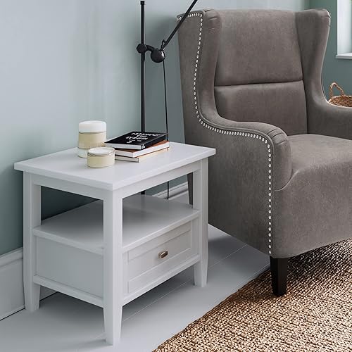 Miniatura 2 de SIMPLIHOME Warm Shaker - Mesa auxiliar rectangular de transición de madera maciza de 20 pulgadas de ancho, color blanco para sala de estar y