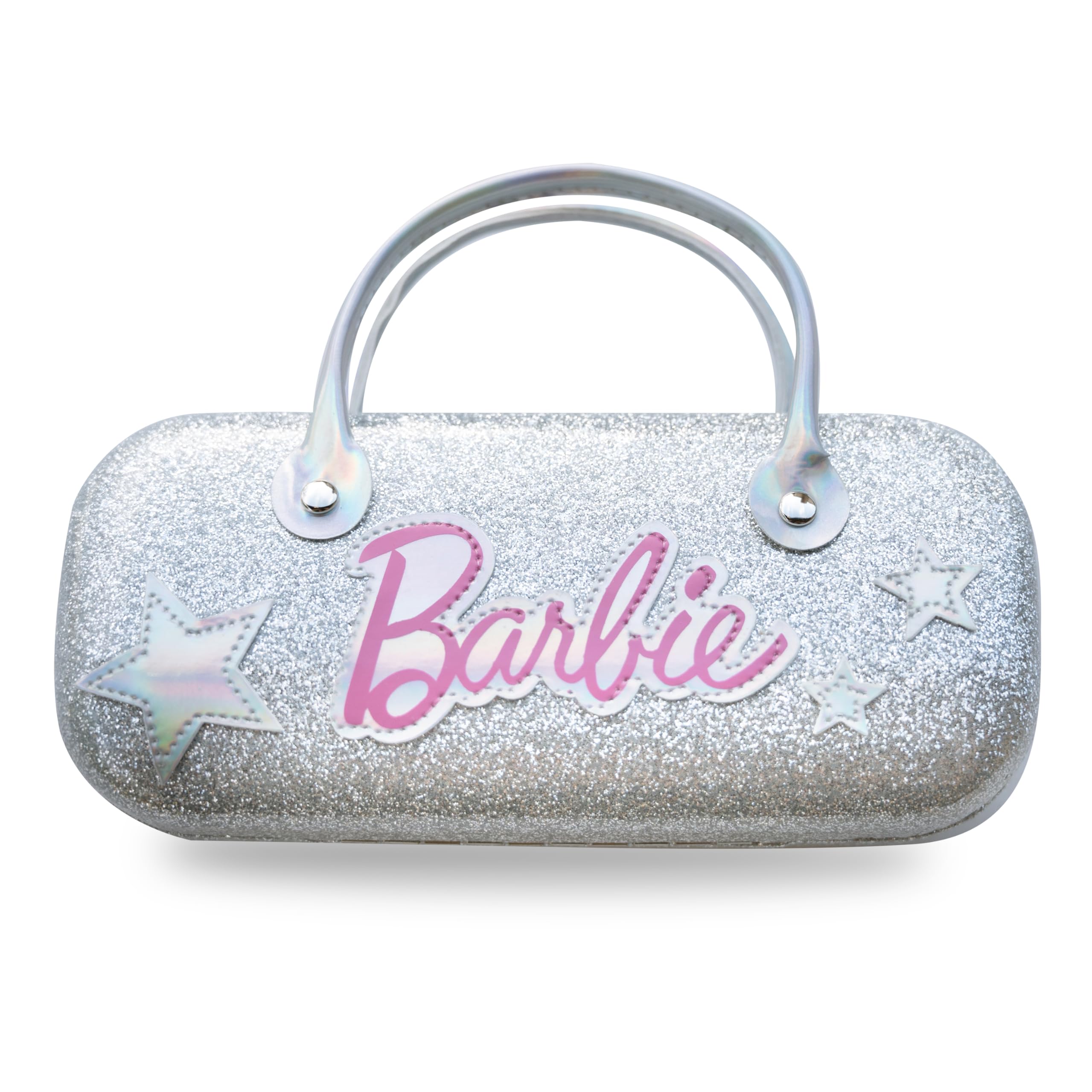 Barbie Juego de gafas de sol ojo de gato y funda rígida con asa para niña, plateado, 55mm