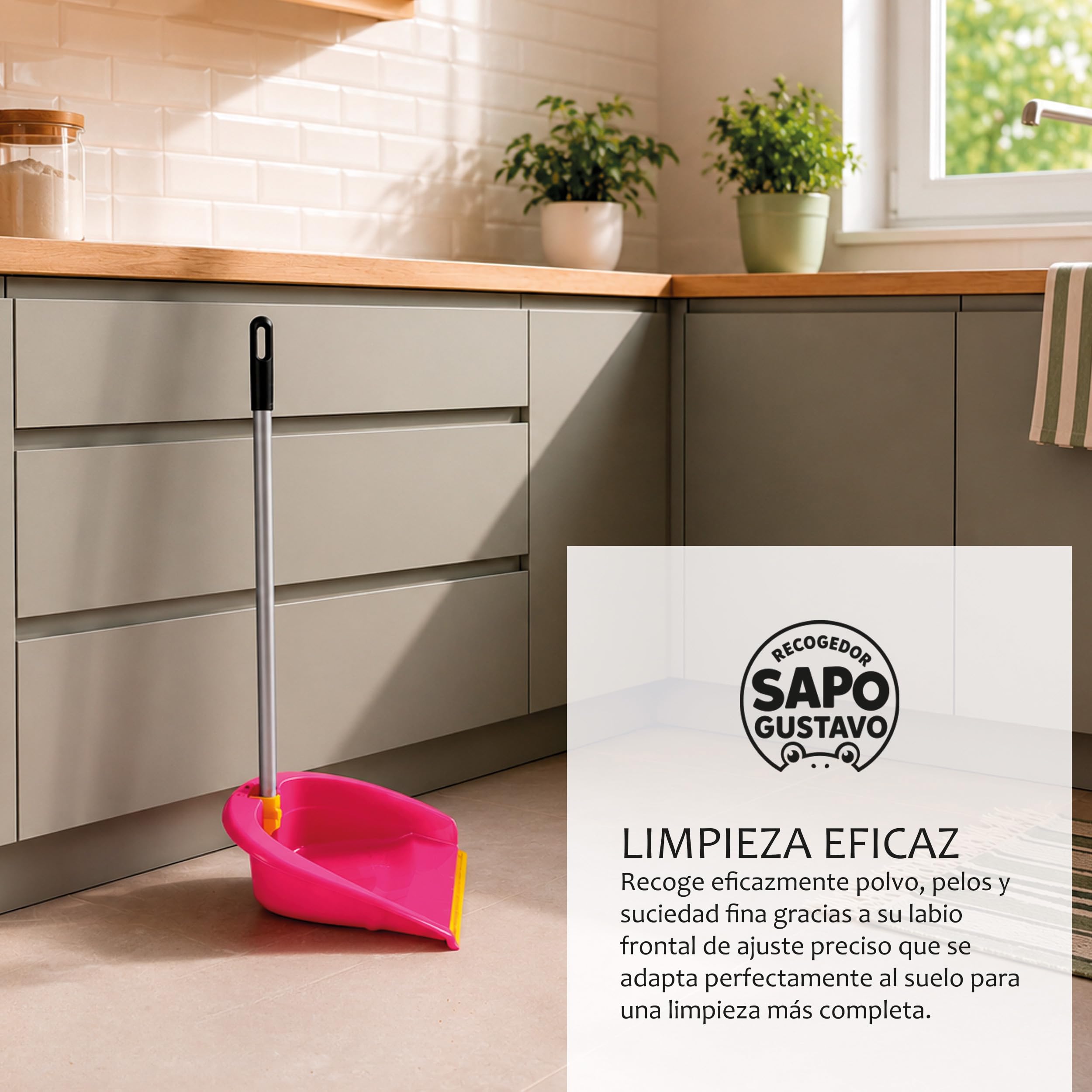 Pamex - Recogedor Plegable Sapo Gustavo con Palo - 24 Unidades
