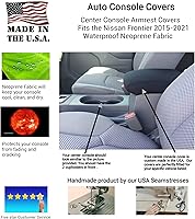 Vista 1 de Auto Console Covers - Se adapta a la funda de reposabrazos de consola central Nissan Frontier 2015-2021, tela de neopreno impermeable (gris)