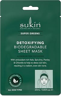 SUKIN SUPER GREENS MASK SACHETX8 DETOXIFYING SHEET
