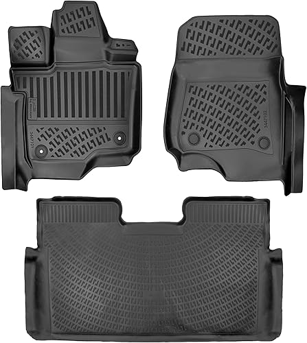 Ford F-150 SuperCrew 2021-2025 con almacenamiento plegable (asiento de cubo) y F-150 Lightining y F-150 Raptor Alfombrillas 3D personalizadas