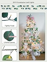 Vista 4 de suddus Guirnalda de 100 luces LED de eucalipto enchufables de 33 pies con luces conectables con control remoto, luces de hojas para dormitorio