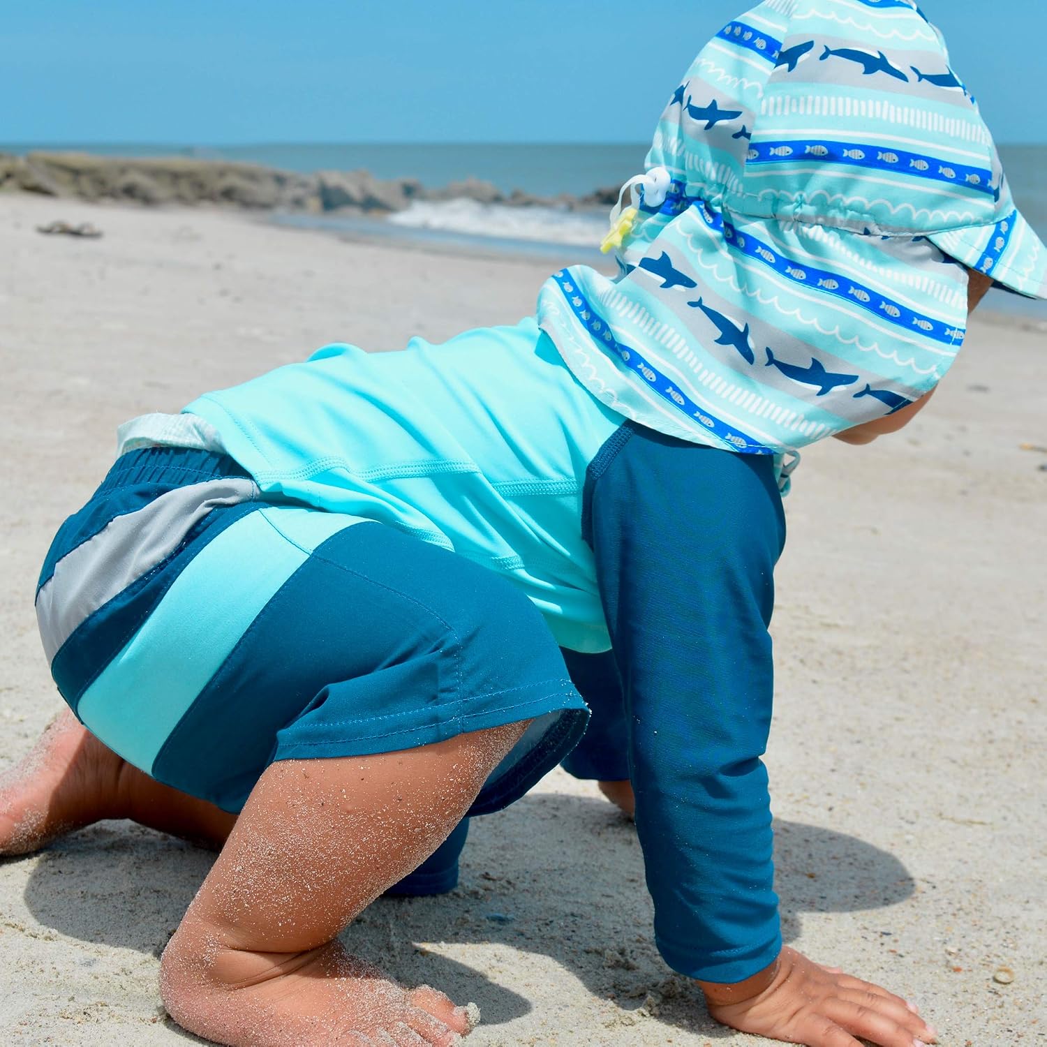green sprouts i Play Boys' Trunks with Built-in Reusable Swim Diaper