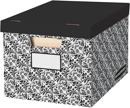 Bankers Box STORFILE - Paquete de 10 cajas decorativas de almacenamiento de archivos de servicio medio, plegado rápido, tapa abatible, letralegal,