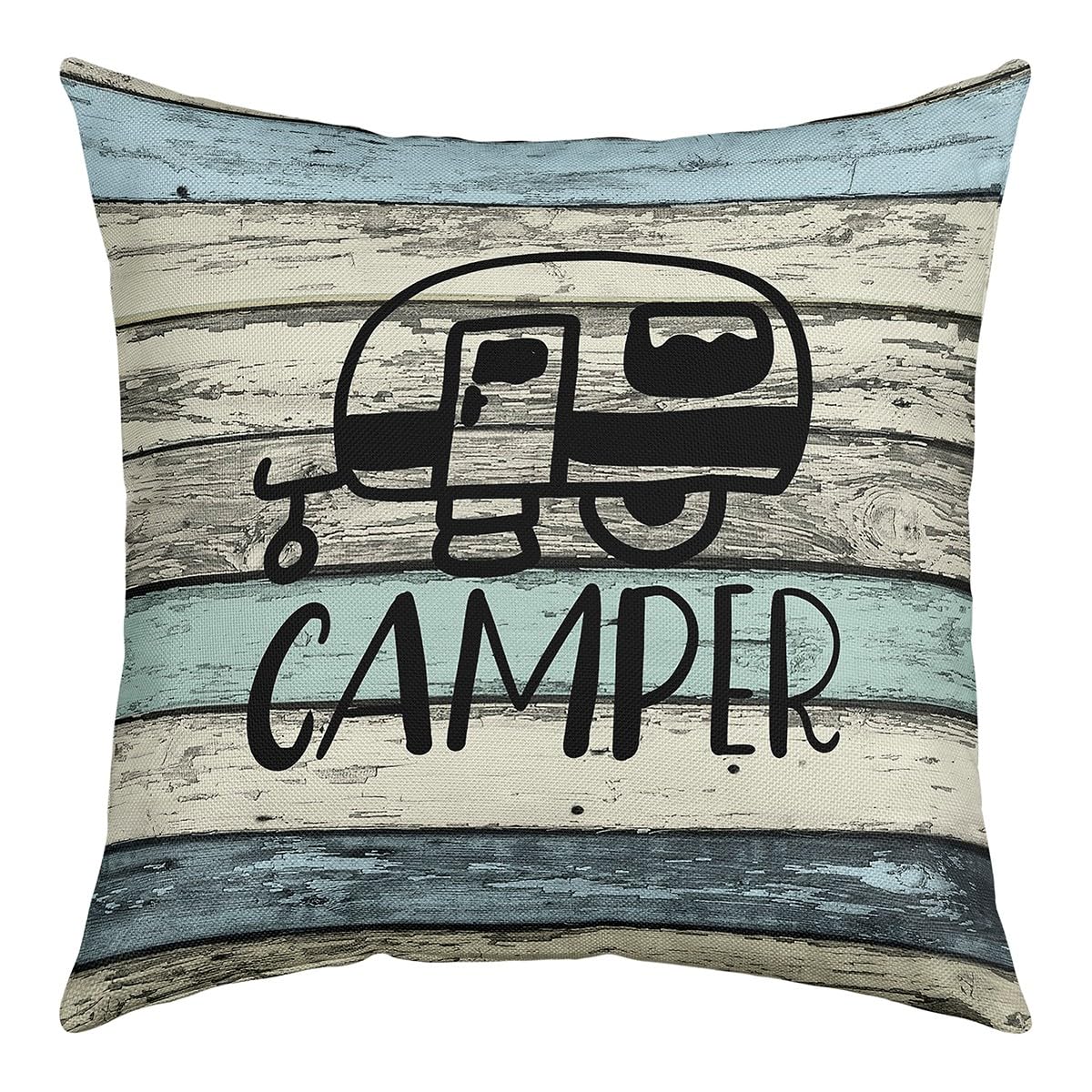Sidhua Set di 4 federe a tema camper per casa, camper, citazioni te me e i cani, 45,7 x 45,7 cm, regalo per amanti dei cani, campeggio e camper