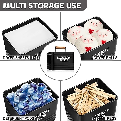 Miniatura 5 de Calindiana Modern Farmhouse - Soporte metálico para cápsulas de lavandería con tapa, organización que ahorra espacio, capacidad para 81 cápsulas,