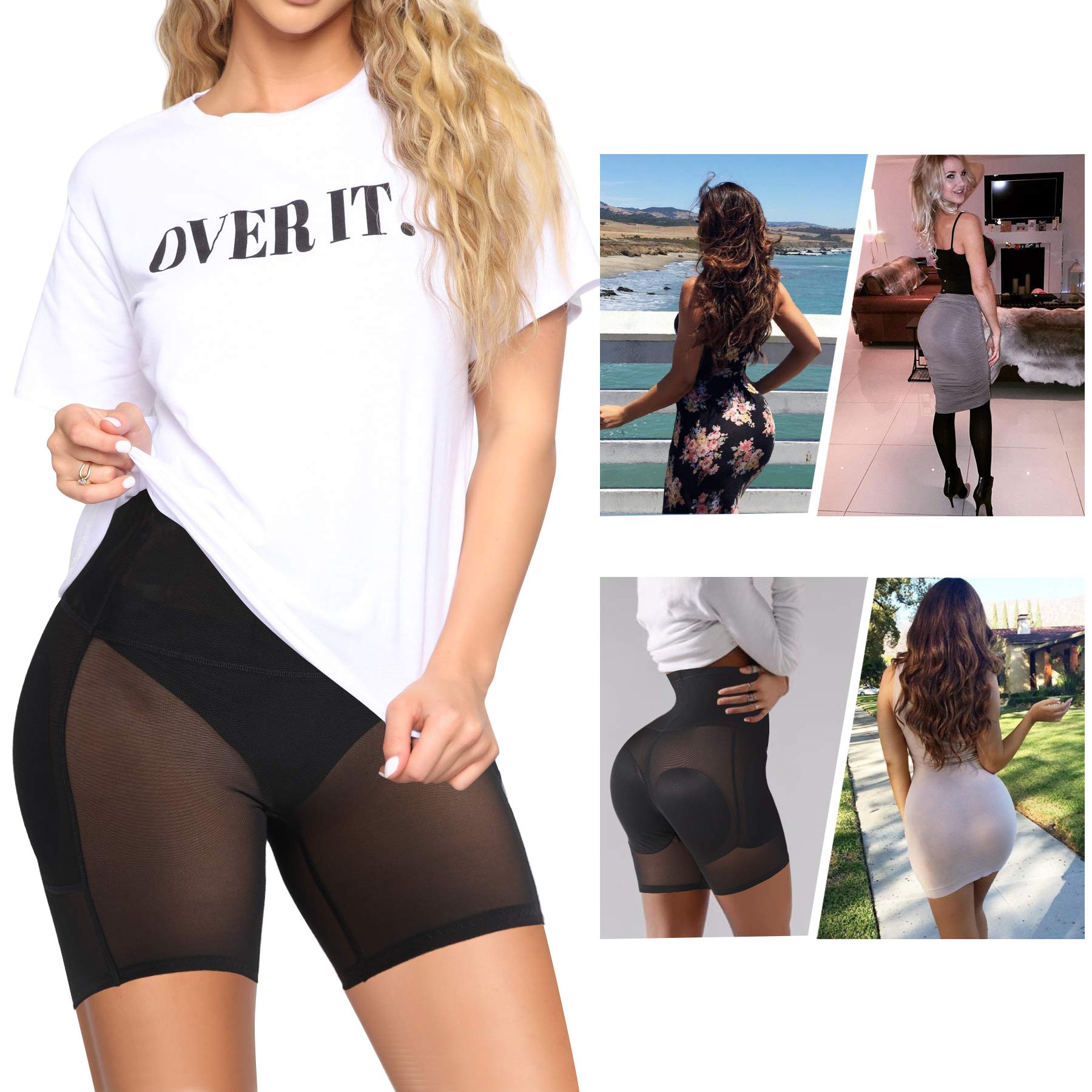 Damskie majtki push-up, wyszczuplające brzuch, z nogawkami, modelujące pośladki, wysoka talia, oddychające majtki modelujące figurę