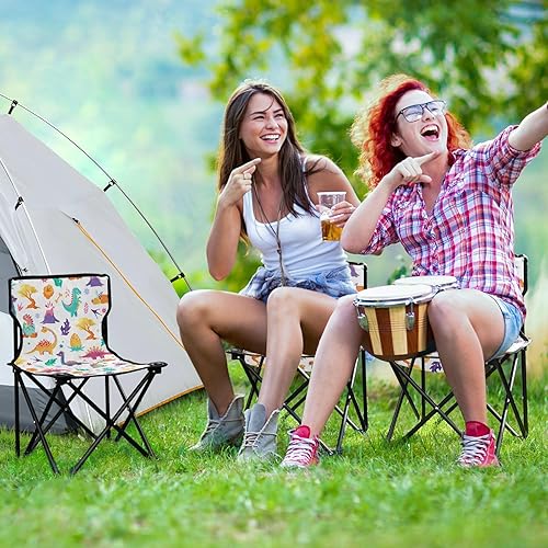 Miniatura 6 de Gredecor Sillas de campamento, linda silla de campamento portátil de dinosaurio con bolsa de almacenamiento, silla plegable ligera para acampar al