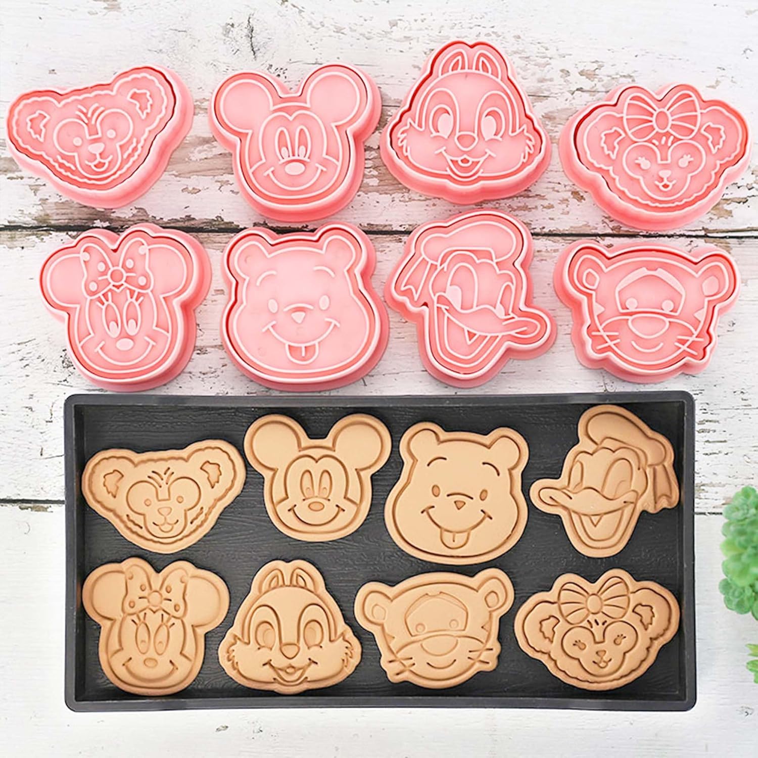 8pc Cartoon Cookie Cutter Set 3D Cartoon Cookie Stamps with Embossed Pattern Fun Baking Biscuits Chocolate Fondant Cake Frosting Decoration Mini Molds Pastry Fruit Cutter Party Snacks-image-35