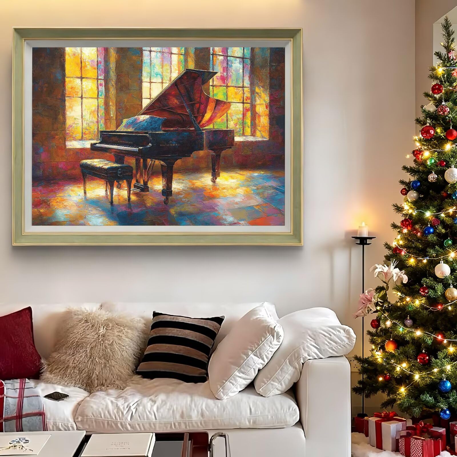 Diamond Painting Pianoforte, Fai-da-te Strass a Punto Croce Ricamo Kit, Diamond Painting Kit Completo per Hobby Creativi Adulti, Mosaico Artigianato, Dipinti Decorazioni Casa, Regali 80x120cm Z-l-252