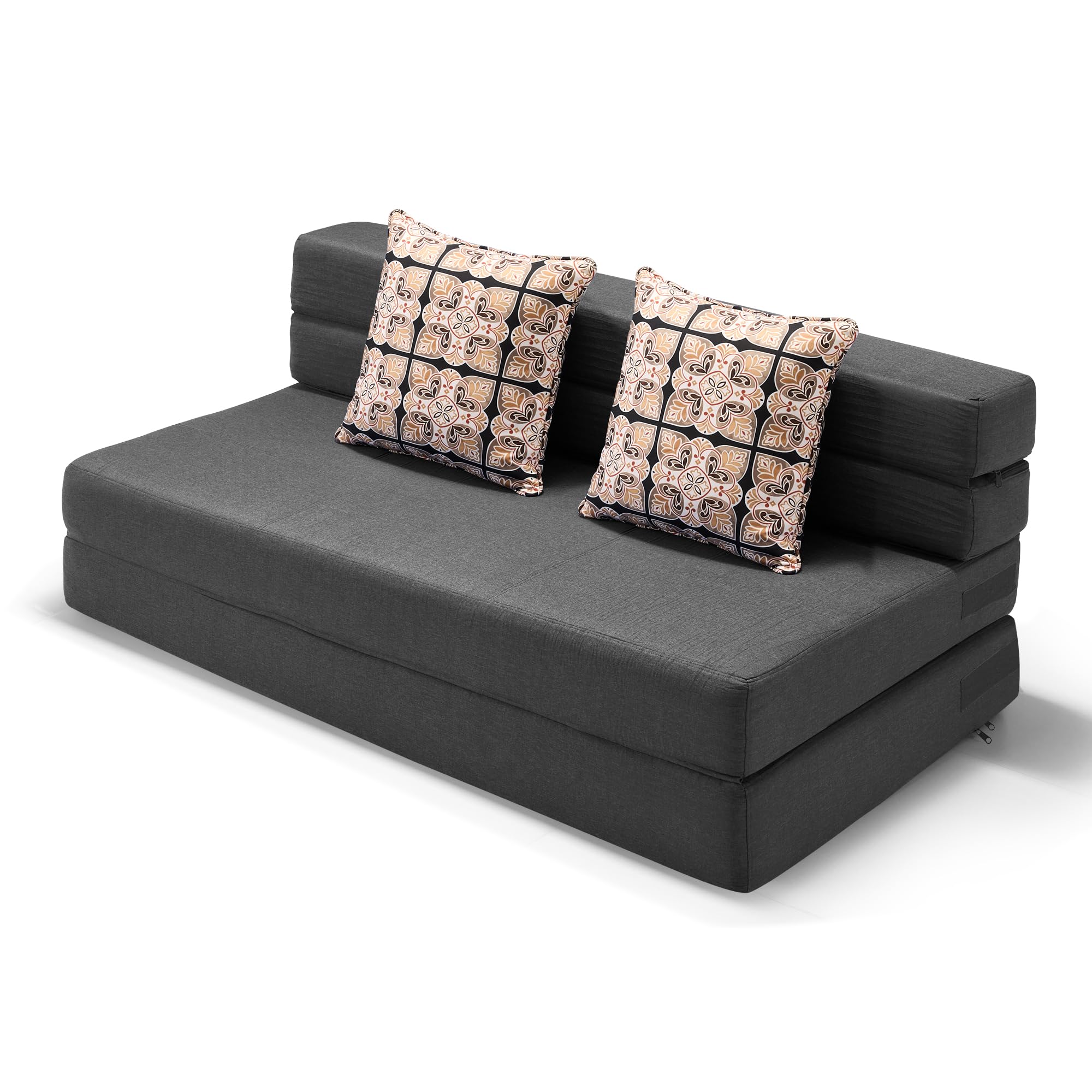 ARTPLAN Convertible Folding Sofa Bed, High-Density Memory Foam Sofa with a Fluffy Pillow, Modern Futon Floor Couch Guest Twin Bed for Living Room/Dorm