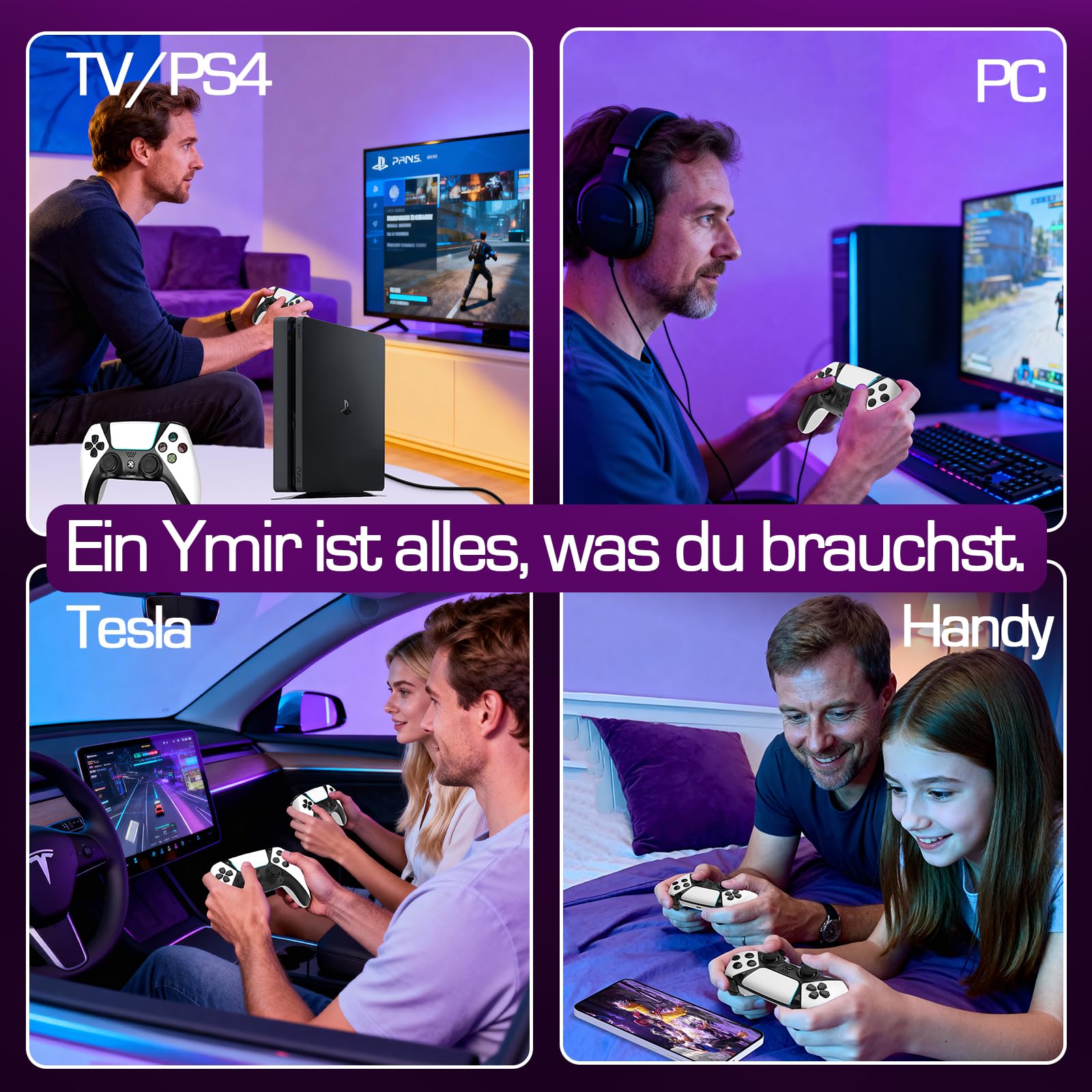 Ruibopad Ymir Wireless Luna Controller PC Bluetooth Gamepad für Fire TV Stick Gaming Kein Drift ALPS Joystick mit 1200mAh Akku Turbo Paddles Weiß