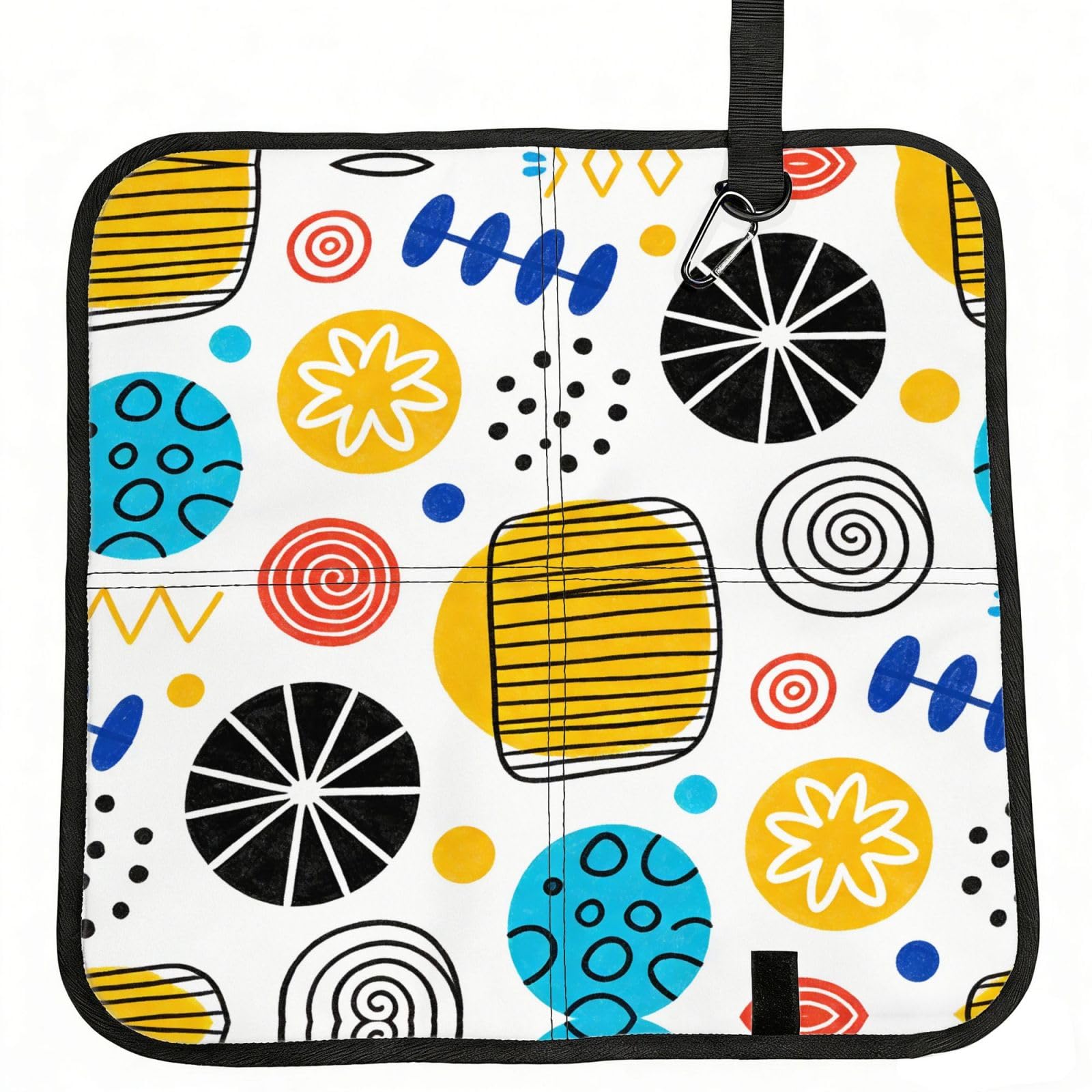 DUYIOKH Playful Geometric Pattern Print Foldable Portable Seat Cushion for World Cup Games, Camping and Outdoor Activities