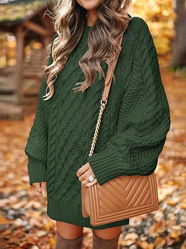 Miniatura 3 de ANRABESS Vestido de suéter para mujer, de gran tamaño, de punto trenzado, manga larga, vestidos cortos de otoño 2025, ropa de vacaciones e invierno