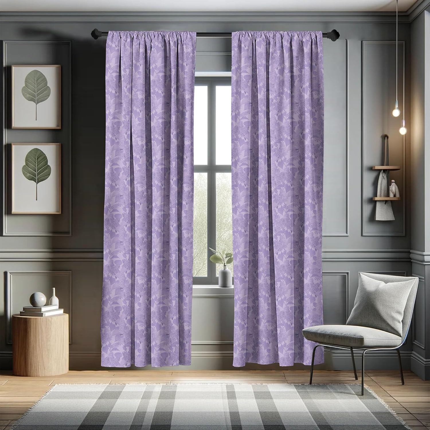 Ambesonne Lilac 2 Panel Curtain Set, Romantic Syringa Flower Bouquets Picture Fresh Botanical Garden in Early Spring Season, Window Treatment Living Room Bedroom Decor, Pair of - 28" x 63", Lilac