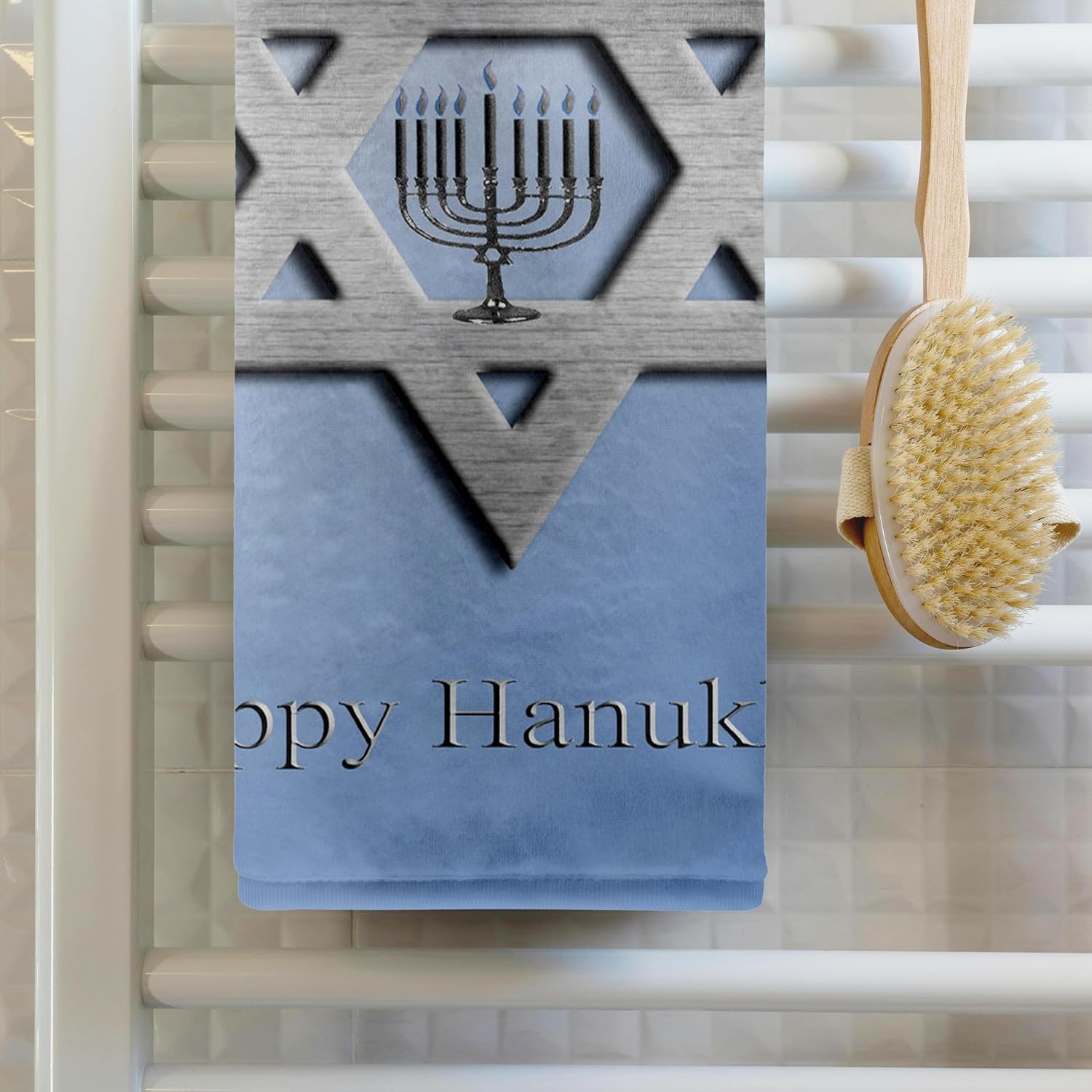3dRose Hanukkah, Star of David and Menorah 22x30 Bath Hand Pool Towel