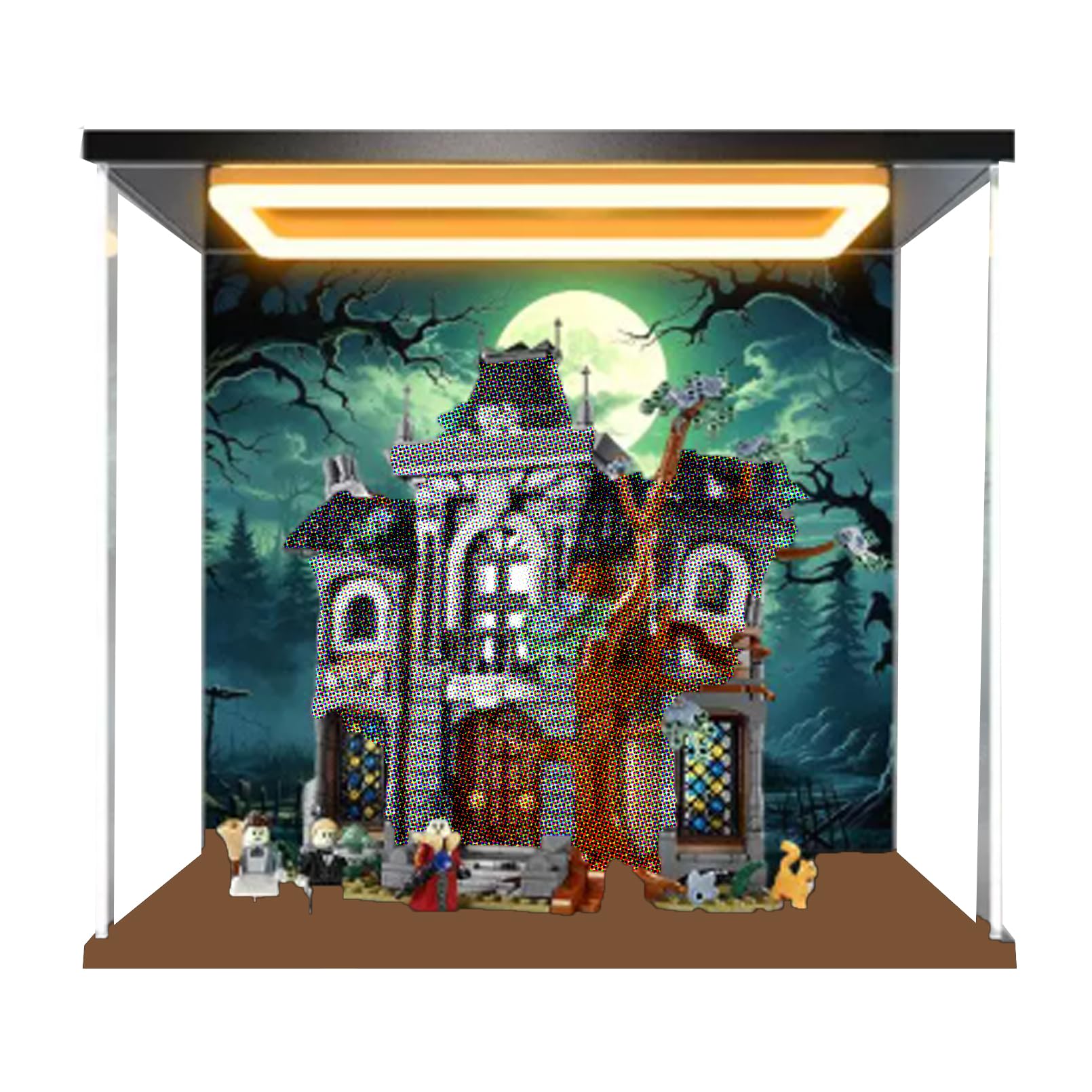 Acrylic Display Case for Lego 11383 Mayor's Manor Model, 3mm Dustproof Box (Background D)