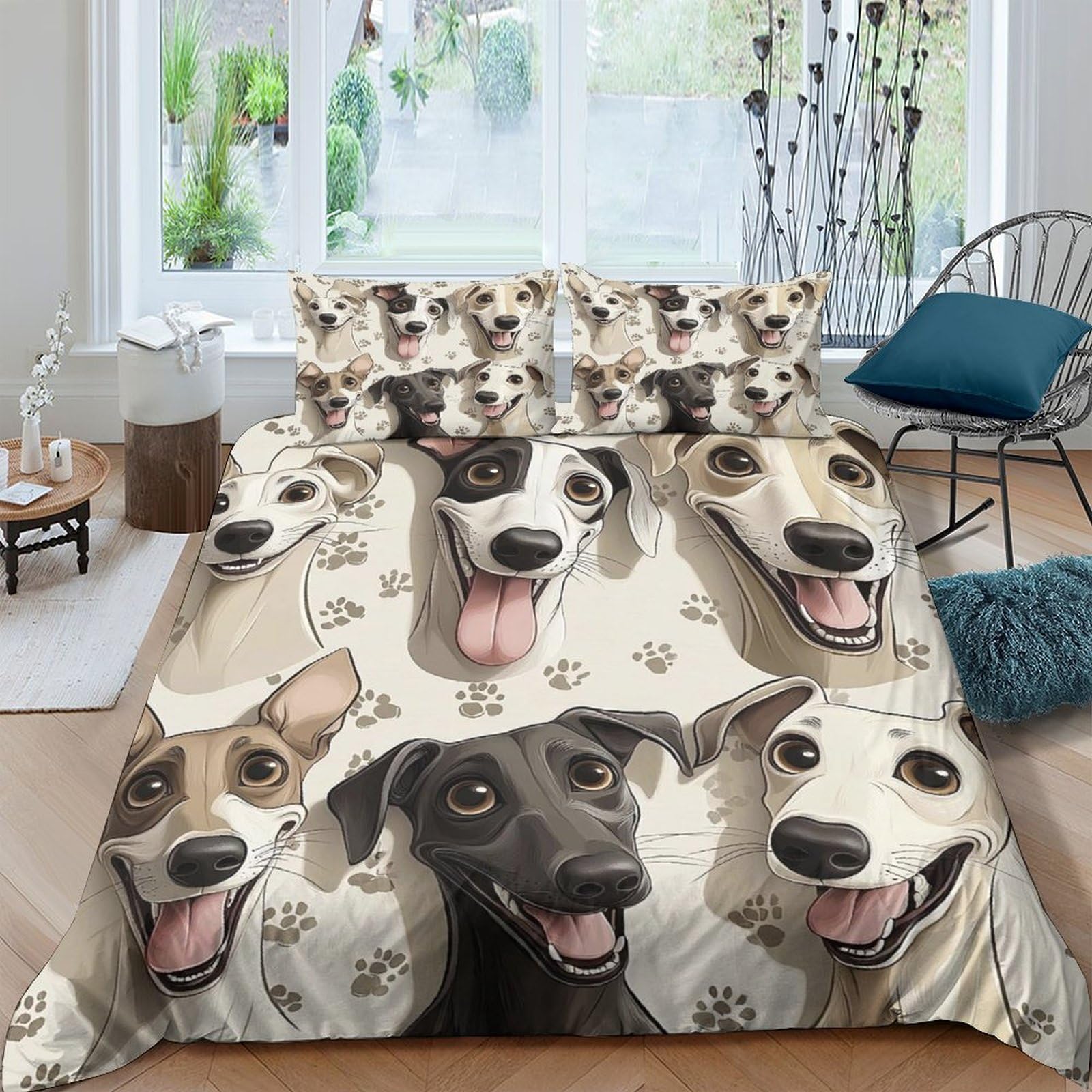 Ctjqhvkz Style-10 3D Printed Cartoon Dog Fitted Sheet Microfiber Soft Breathable Pet Portrait Bed Cover For Bedroom Dorm Decor Single（135X200cm）