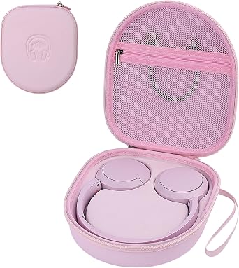 Hard Headphone Case for Sony WH-CH520 / JBL Tune Live 670NC, Pink | Protective Carring Storage Case for Over-Ear Headphones, with Handle Strap & Mesh Pocket