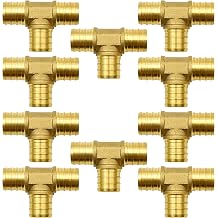 10 Pack 3/4" PEX Fittings, Brass Tee Fittings, for PEX Tubing Pipe