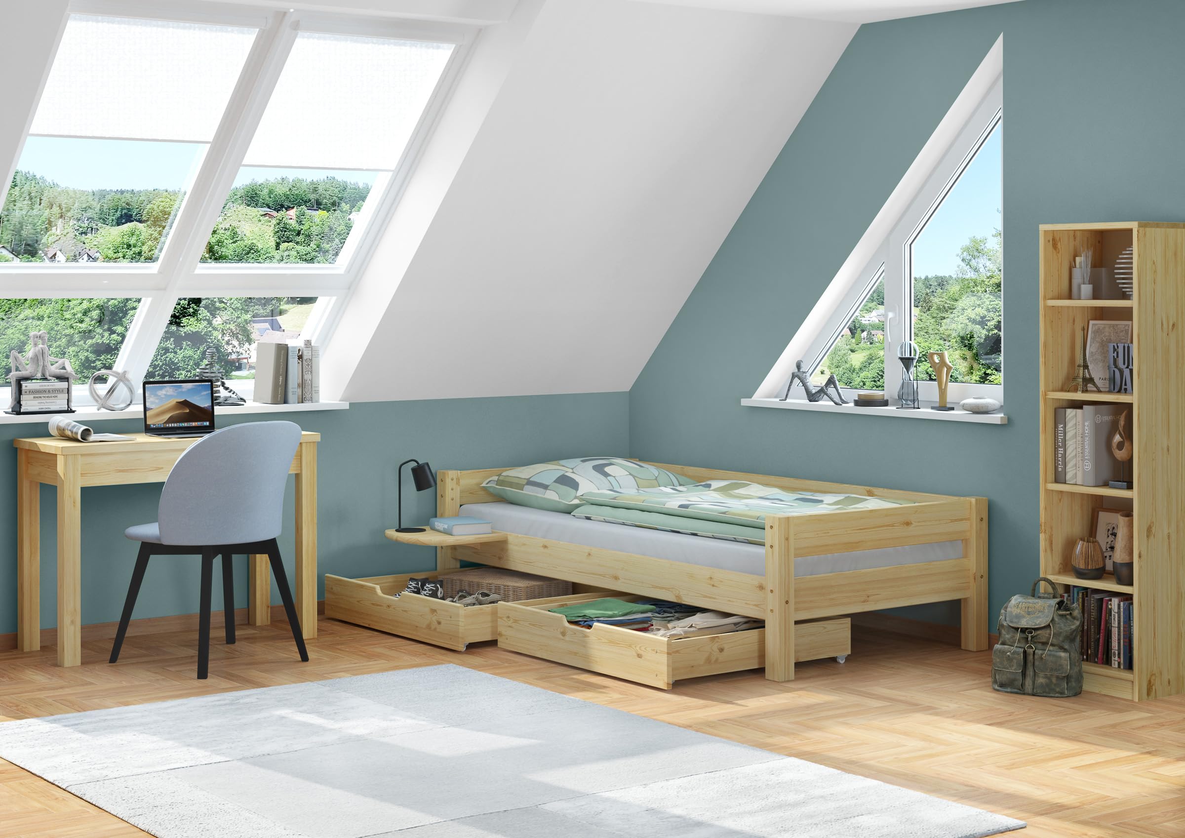Letto In Pino Massiccio 90x200 – Struttura Letto In Legno Naturale Per Camera Da Letto, Ospiti O Casa Vacanze (Senza Doghe) - 2