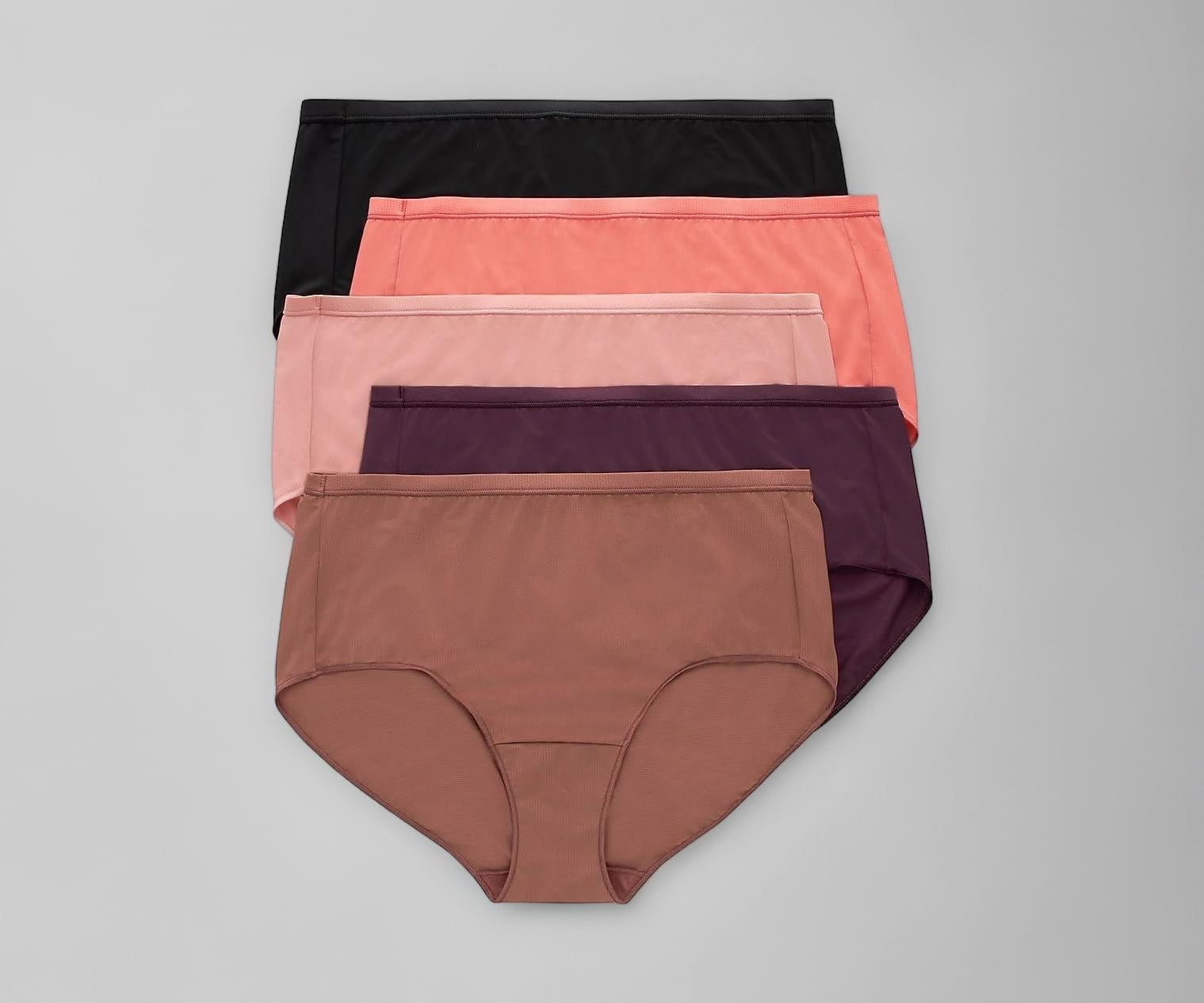 Women's Just My Size Briefs, Breathable Mesh Plus Size Brief Underwear, No-Show Panties, 5-Pack