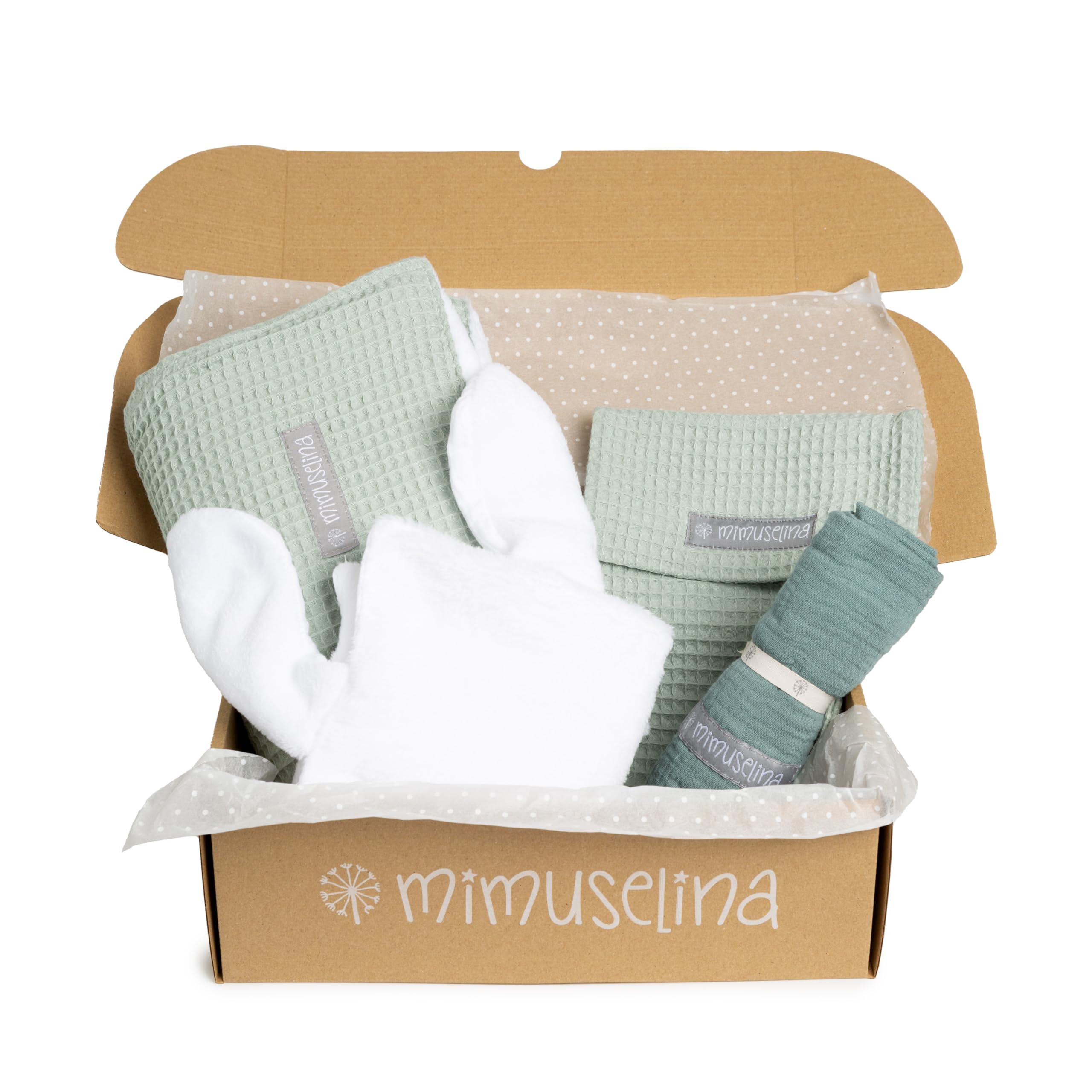 MIMUSELINA Pack Neugeborenen Geschenk | Baby Geschenk Mädchen oder Junge | Babygeschenke zur Geburt & Baby Shower | Geschenkbox verfügbar in verschiedenen Größen