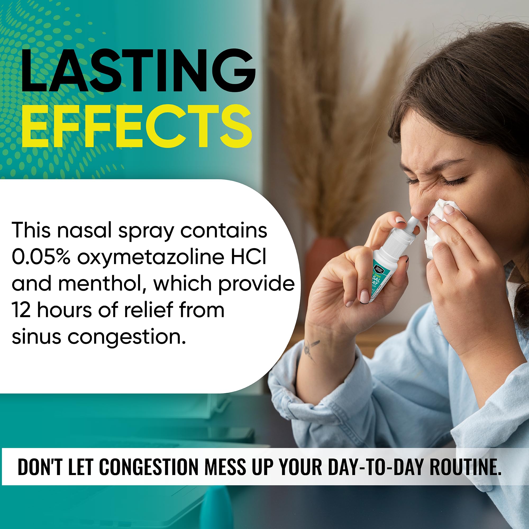 Berkley Jensen No Drip Severe Congestion Nasal Spray - Maximum Strength Decongestant with Oxymetazoline HCl & Menthol - Pump Mist Applicator, No Steroid, 12 Hour Relief, 1 Fluid Ounce (Pack of 3) — Amazon image 5