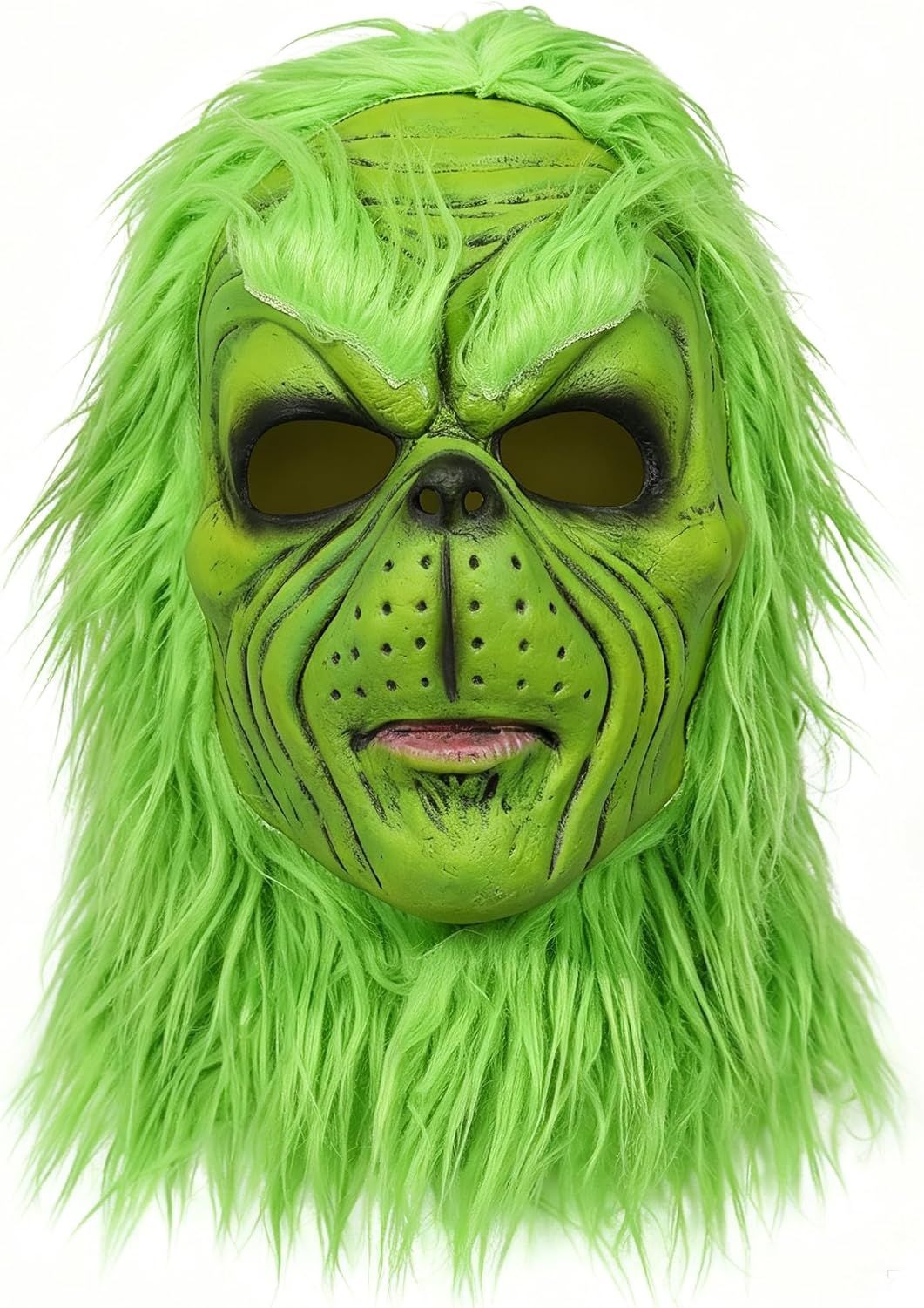 Deluxe Green Mask, Green Monster Cosplay Santa Masks Halloween Christmas, Costume Accessory for Santa