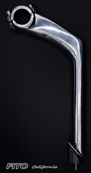 Stem - Fito Aluminum Alloy Handle Bar Stem - TWIN 2 BOLT - Gooseneck, Handle bar 25.4mm, Frame 22.2mm, for Beach Cruiser Bikes, BMX Bikes, Comfort Bikes, Silver
