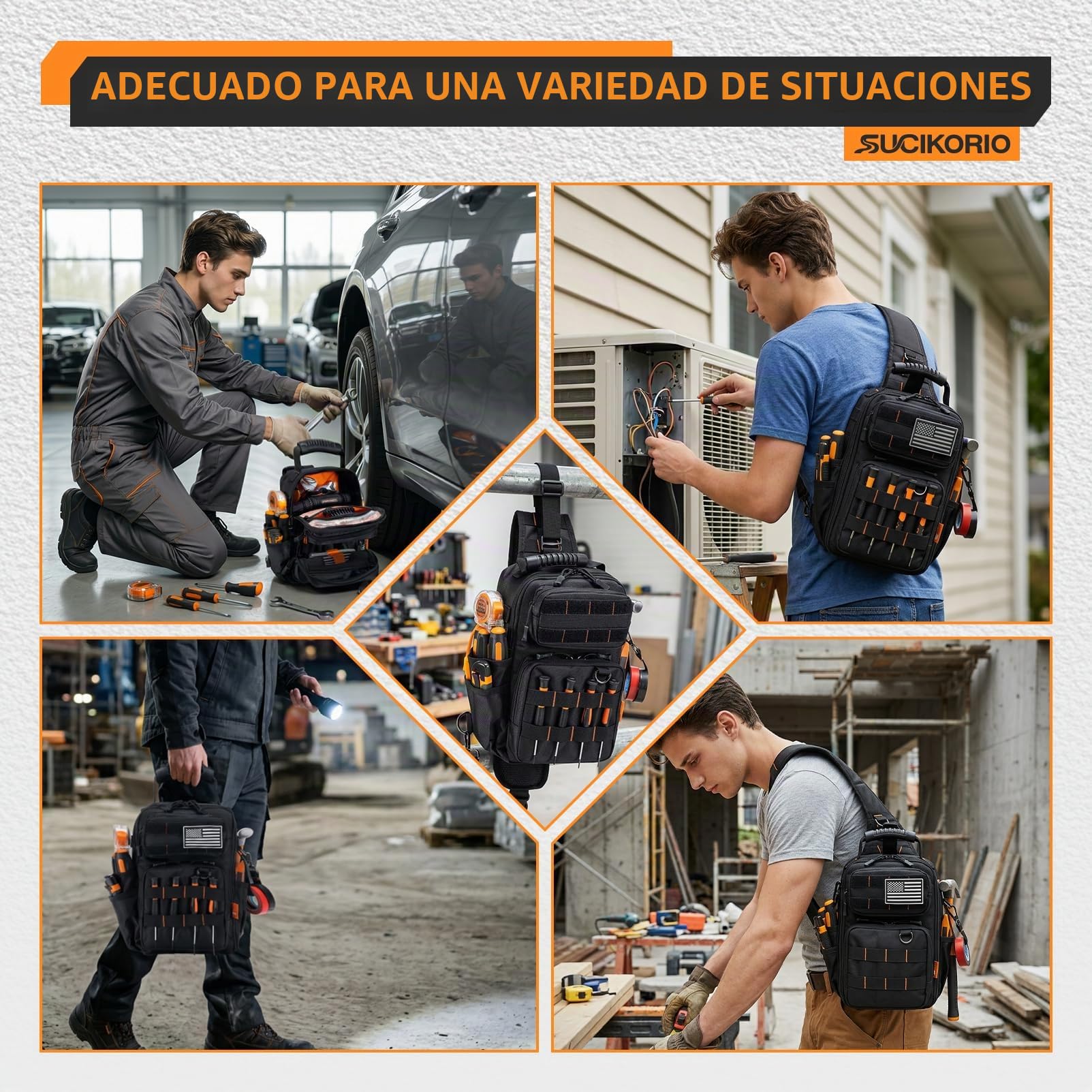 Bolsa Bandolera Herramientas de Trabajo Electricista Pequeña | Impermeable 1680D Oxford Bolso de Herramientas Vacio Táctica Estuche Herramientas Organizador HVAC Tool Bag