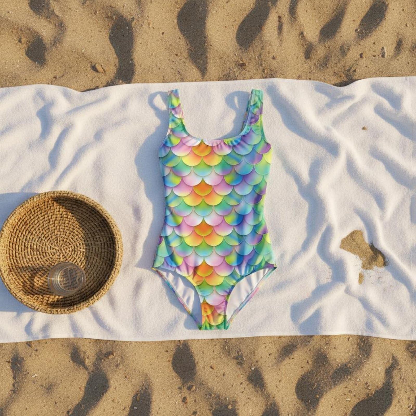 URJIX Close-Fitting Rainbow Single-Piece Swimsuit Colorful Aquatic Scale Print Swimsuit Stretchy U-Neck Bathing Suit Quick-Dry for Women, Beach, Swimming Pool, XL, Xg202-1002-picture-48