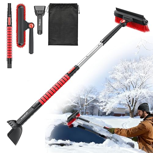 All-Around High-Efficiency Cleaning 39 inch Extendable Snow Brush and Ice
